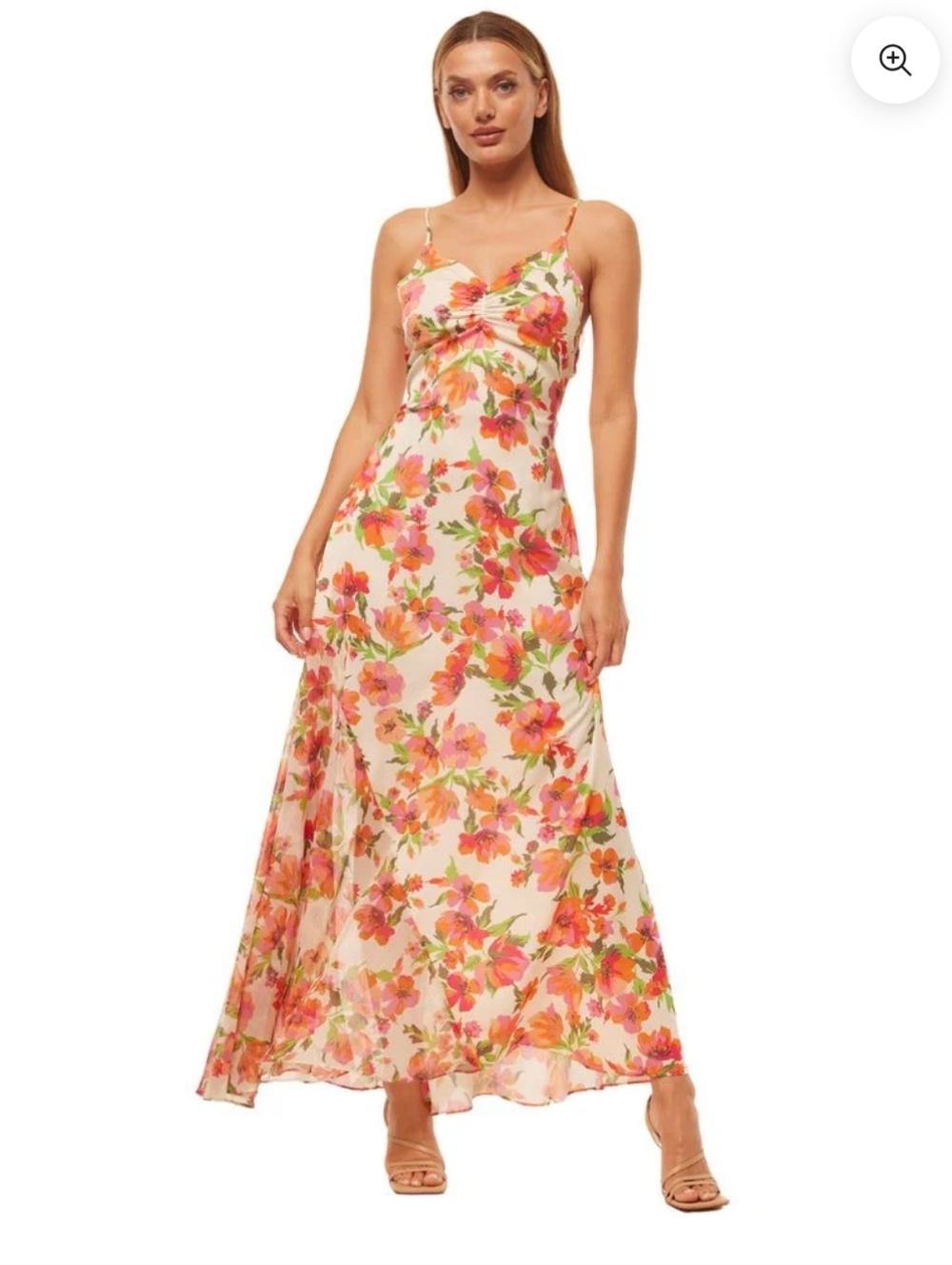 Misa Los Angeles Floral Slip Maxi Dress in Pink and Orange